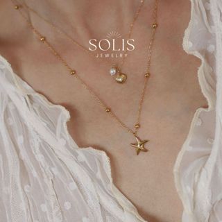 2ชั้นปลาดาวทะเลเปลือกมุกจี้สร้อยคอโซ่•กันน้ําไม่ทลายเครื่องป…