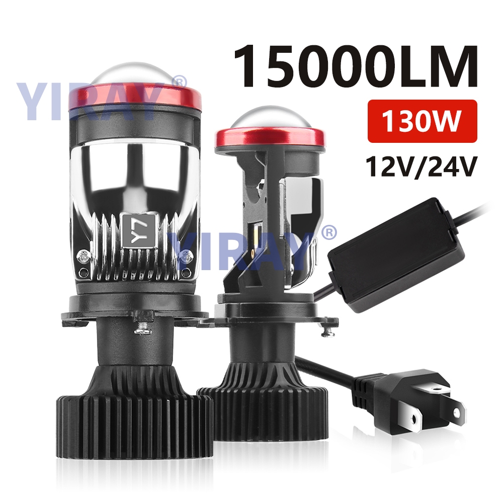 2PCS Y6 Y7 high power รถ LED H4 ไฟหน้าโปรเจคเตอร์หลอดไฟ super bright spotlight CSP 130W 18000LM mini รถจักรยานยนต์มาพร้อมกับเลนส์ tongent 6000k Plug And Play