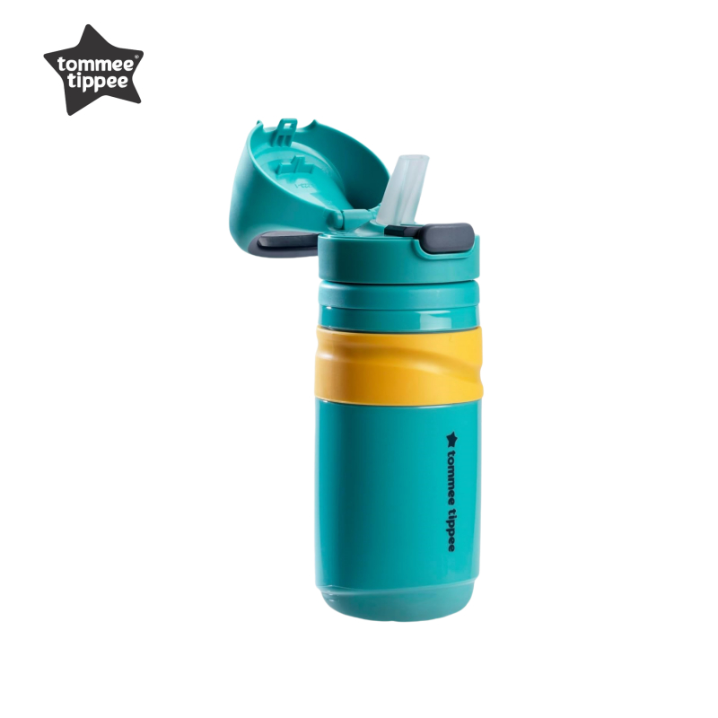 Tommee Tippee Superstar ฉนวน Flip Top Sportee, 18 เดือน+, 11oz, เด็กวัยหัดเดิน Sippy Cup, ป้องกันการรั่วและเขย่า, Antimicrobial Spout(82338)