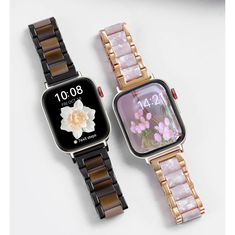 Luxurious Metal Resin Watch Strap For Huawei watch Fit 4 สาย Huawei watch Fit 4 Pro สายนาฬิกา Huawei