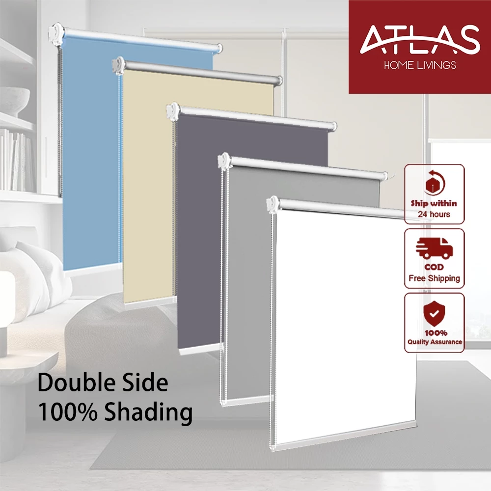 ATLAS HOME LIVINGS ม่านม้วน ม่านบังแดด มีฉนวนกันความร้อน สําหรับห้องน้ํา ห้องครัว ออฟฟิศ กันแสง100%