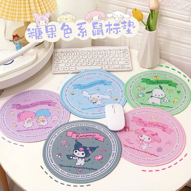 25 ซม. Kawaii น่ารักแผ่นรองเมาส์ Sanrio Kuromi Pochacco คอมพิวเตอร์สํานักงานหนา Mousing Mat เบาะเดสก์ท็อปการ์ตูนตกแต่งหญิง