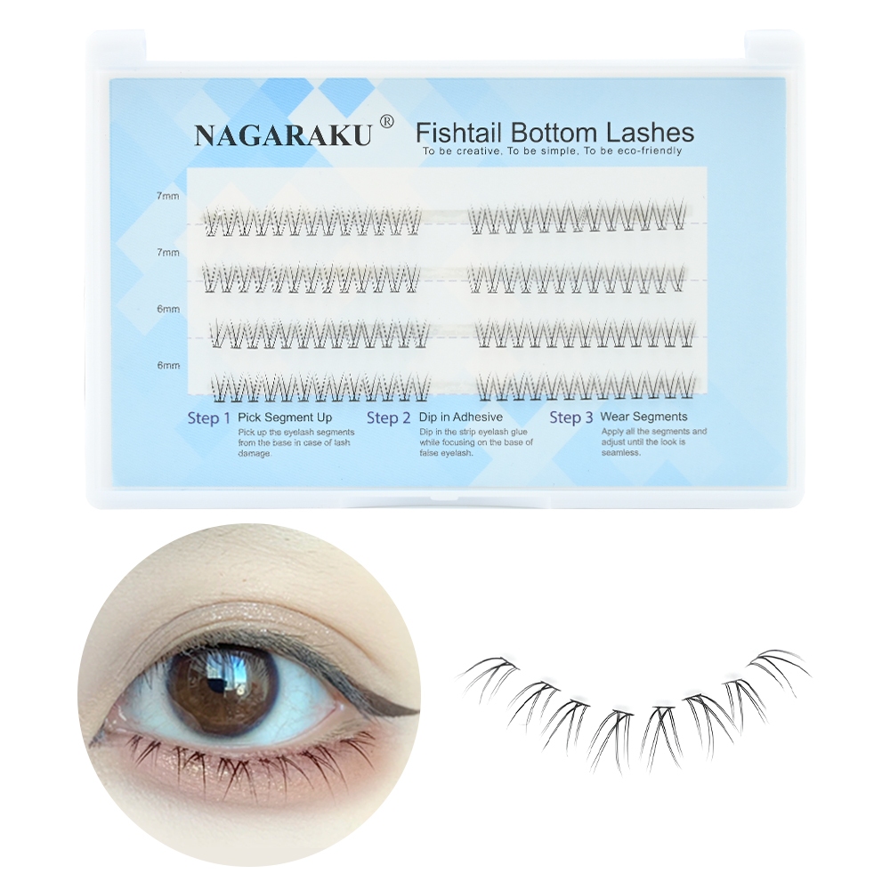 Nagaraku ด้านล่างขนตาปลอม Self-grafting ส่วนบุคคล Fishtail Eyelash Extension Self-ทํา DIY
