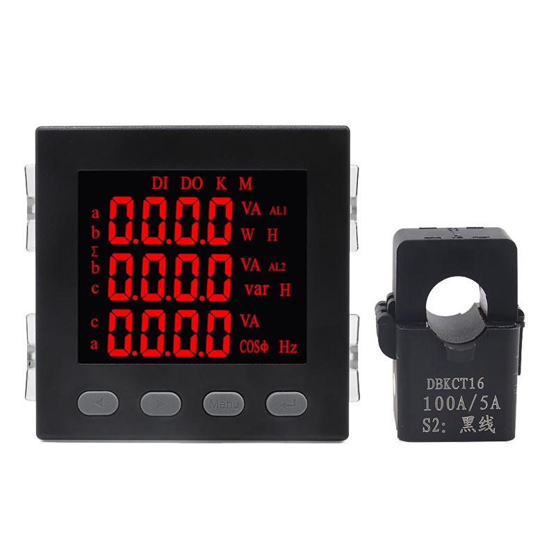 LED Single Phase มัลติฟังก์ชั่นไฟฟ้า RS485 AC220V VA kWh COS Hz Var Power Meter 16 มม.CT