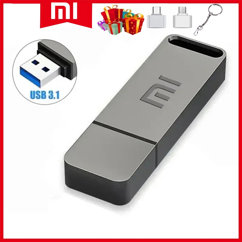 Xiaomi USB 1TB OTG โลหะ USB 3.1 ปุ่มไดร์เวอร์ปากกา 2TB 4TB 8TB ความเร็วสูงแฟลชไดร์เวอร์ Memory Stick กันน้ําเหมาะสําหรับคอมพิวเตอร์โทรศัพท์มือถือ