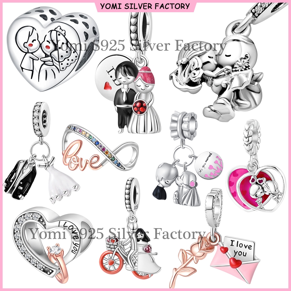 Original love kiss ชุดแต ่ งงานชุดรักเพชรแหวนมีความสุขยาวจดหมายรักโรแมนติกคู ่ ชุด Charm