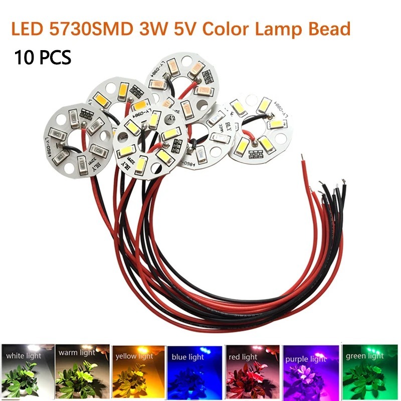 10pcs ความสว ่ างสูง LED 5730SMD 3W 5V สีโคมไฟลูกปัดหลอดไฟรอบ Transformation แหล ่ งกําเนิดแสง Dia 32 มม.สีเขียวสีแดง
