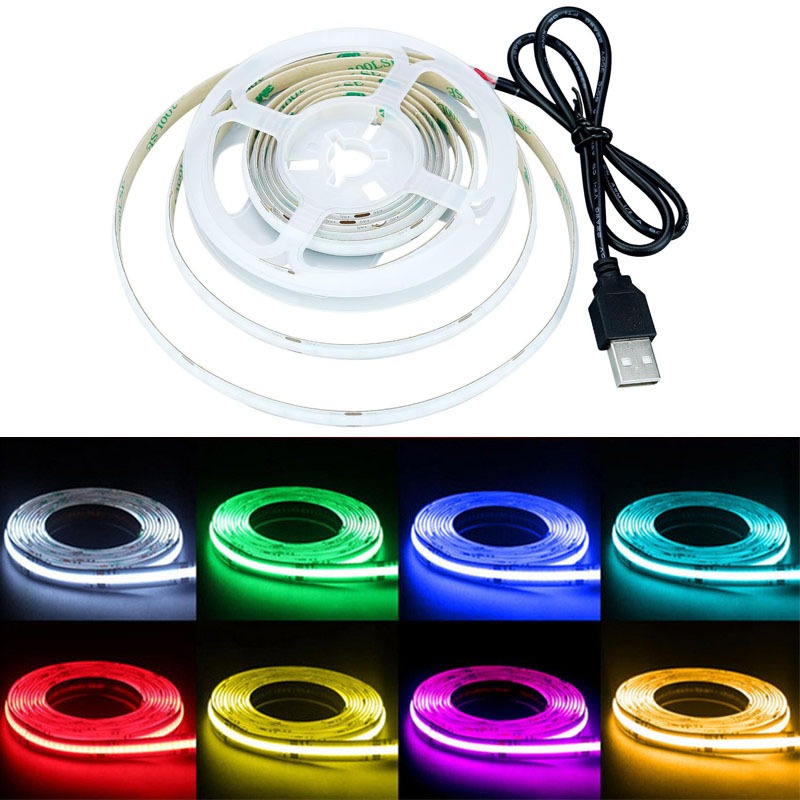 Usb COB ไฟ Led Strip สําหรับทีวี 5V USB ขับเคลื่อนไฟเทป Led 320Leds/M COB ยืดหยุ่นแถบแสงทีวี Led Backlight สําหรับห้องนอนภายใต้ตู้ครัว DIY
