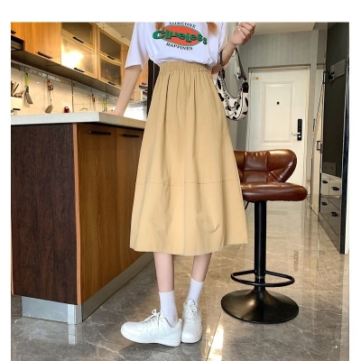 NZN ชุดทํางานลําลองกระโปรงครึ่งตัวผู้หญิงฤดูร้อนใหม่เกาหลีบางเอวสูงกระโปรงทรงเอสีดํา