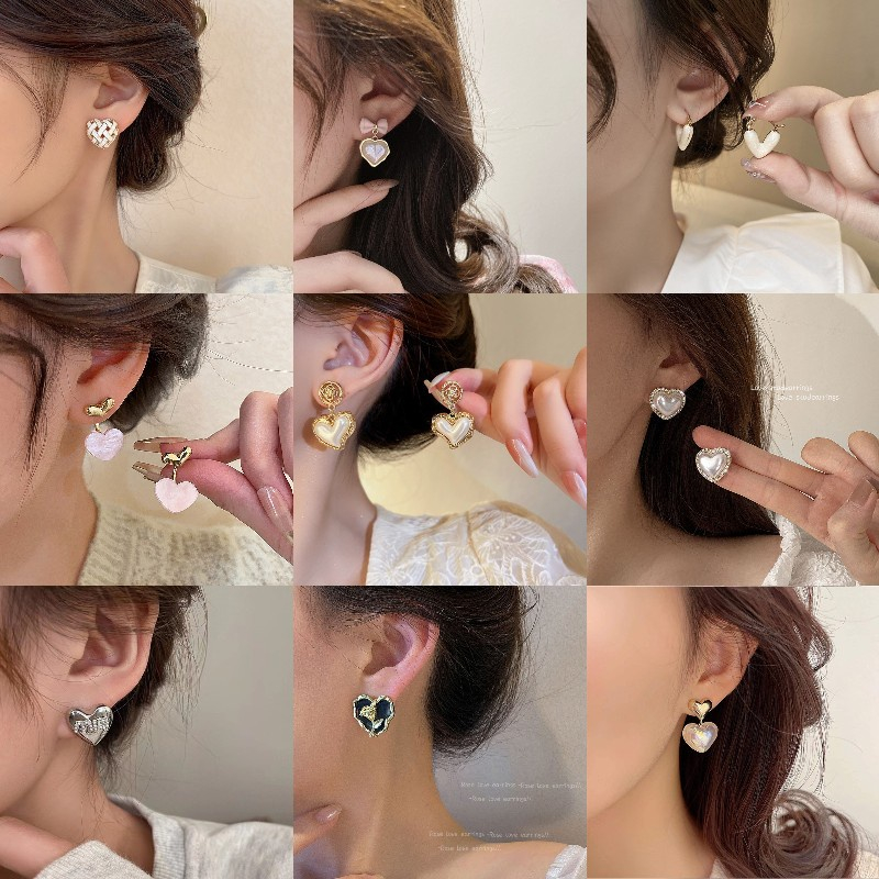 ต่างหูสตั๊ด รูปหัวใจ สไตล์วินเทจ คลาสสิก เครื่องประดับแฟชั่น สําหรับผู้หญิง 2023