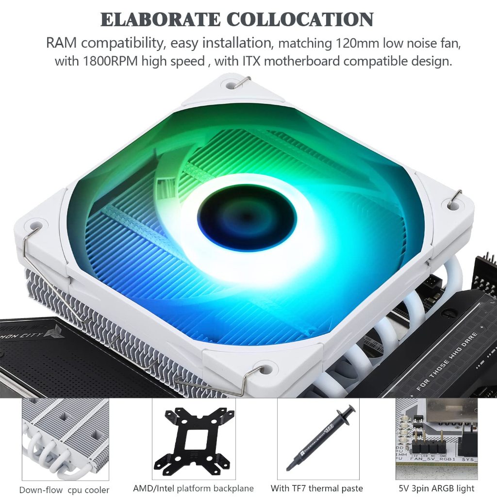 Thermalright AXP120-X67 หม้อน้ํา CPU 6 ท่อความร้อนรายละเอียดต่ํา CPU Air Cooler พร้อม Quite 120 มม.PWM พัดลมหม้อน้ําความสูง 67 มม.ความสูงสําหรับ AM4/AM5Intel LGA 1700/1150/1155/1156/1200 - รูปที่ 7