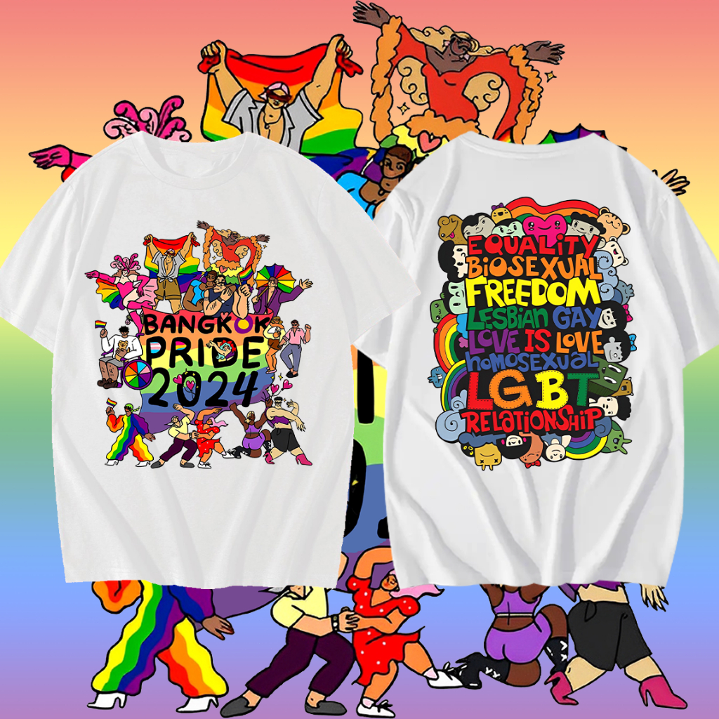 เสื้อสายรุ้ง LGBT Pride Month Rainbow LGBTQ ผ้าCotton 100% ใส่ได้ ทั้ง ชาย ใส่สบาย ไม่หด ไม่ย้
