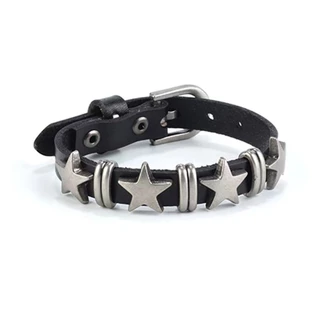 หนังสีดําสายรัดข้อมือสร้อยข้อมือ Goth Gothic Punk สร้อยข้อมือผู้หญิงผู้ชาย Spikes Rivet Stud กําไลคอสเพลย์ Rock Unisex เครื่องประดับ