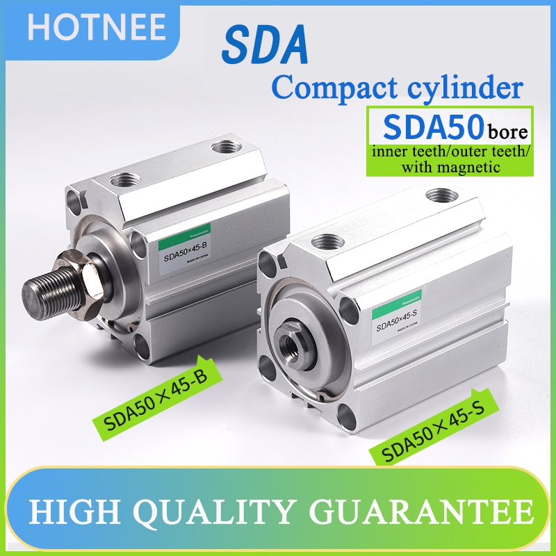 คุณภาพสูง SDA นิวเมติกกระบอกลม 50 มม. Bore Compact รุ่น SDA50-10X15X20X30X40X50X75X100
