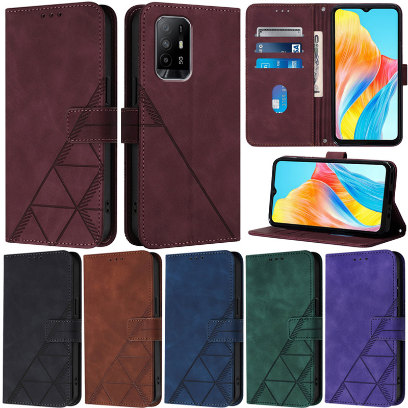หรูหราปลอกสําหรับoppo A54 4G A56 5G A16 A16S A15 A94 A95 5G A52 A72 A92 A73 2020 A74 4G A31 2020 A5 2020 A9 2020 A7 Matteหนังกระเป๋าสตางค์หนังกรณี