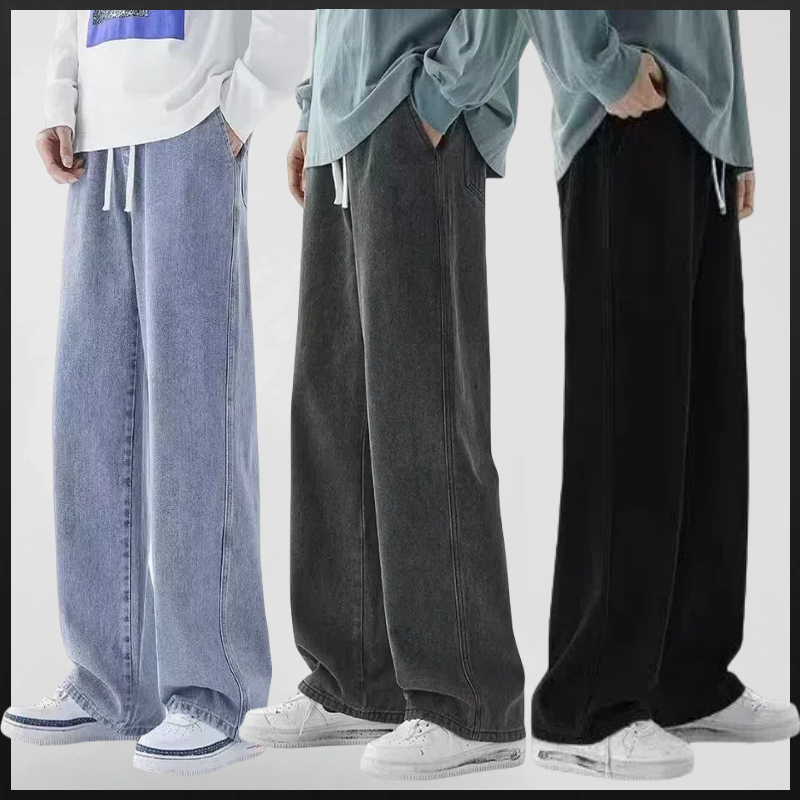 M.T.M กางเกงยีนส์ นิยมยีนส์ ทรงกระบอก baggy jeans men กับทุกแนว 3สี ฟ้าอ่อน ดำ เทา S-XXXL