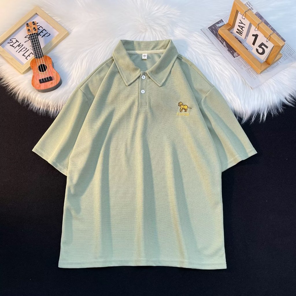 เสื้อยืดแขนสั้นลําลอง แบบครึ่งแขน ทรงหลวม ลายวาฟเฟิล เหมาะกับฤดูร้อน สไตล์สตรีท สําหรับผู้ชาย - รูปที่ 5