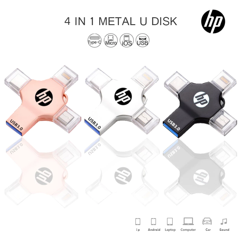 4 IN 1 HP OTG ไดรฟ์ 2TB แฟลชไดรฟ์ 3 สีความเร็วสูงปากกาไดรฟ์ USB3.0 U Disk การจัดเก็บโทรศัพท์กันน้ํา Memory Stick สําหรับโทรศัพท์แท็บเล็ต Android PC