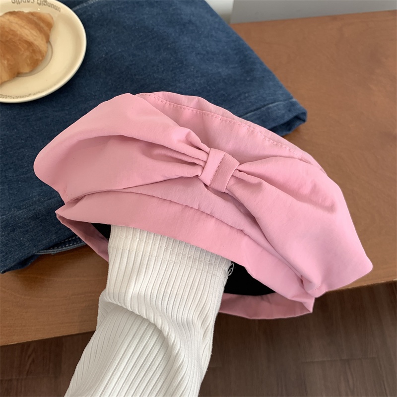 เวอร์ชั่นเกาหลี Bowknot Beret หญิงฤดูใบไม้ผลิฤดูร้อนสไตล์ญี่ปุ่นสดบางสไตล์ Face ม่านบังแดดขนาดเล็ก All-Match จิตรกรหมวก - รูปที่ 7
