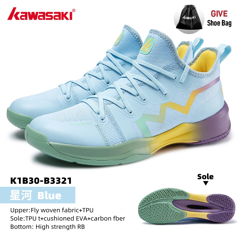 Kawasaki B3321ใหม่ รองเท้ากีฬา รองเท้าแบดมินตัน กันลื่น ทนทาน สไตล์เรโทร สําหรับผู้หญิง และผู้ชาย