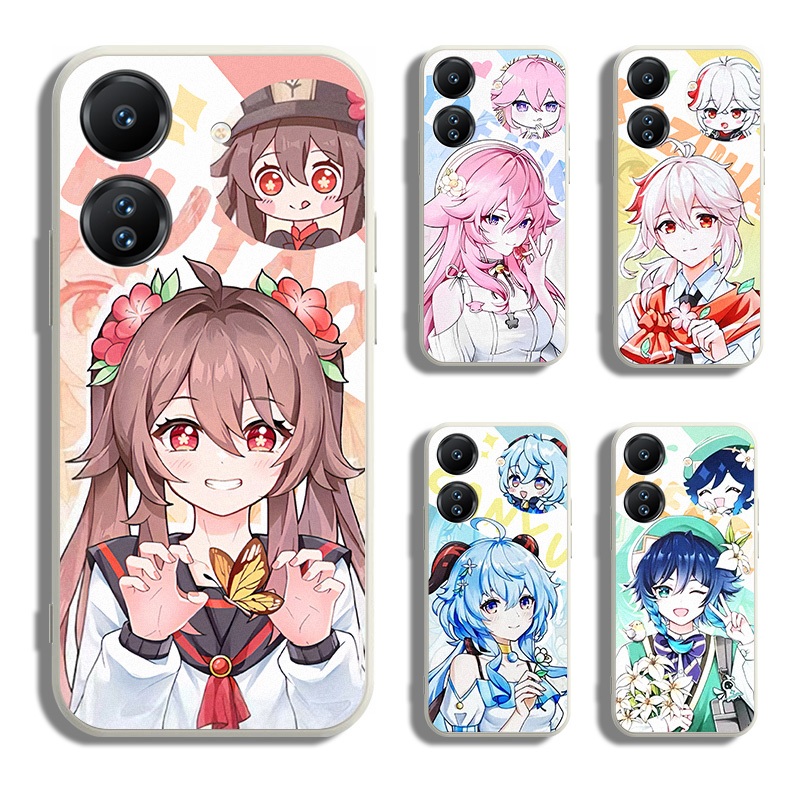 Redmi Note 13 13C Pro Plus 4G 5G A3 Genshin Impact hu tao Yae Miko Matte Straight Case Black Soft Co