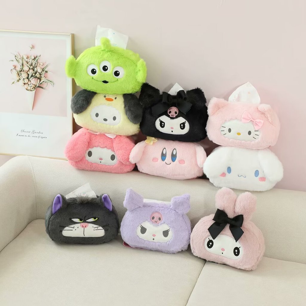 Kuromi My Melody Hello Kitty Car Tissue Holder กล่องกระดาษทิชชู่อุปกรณ์ตกแต่งภายในรถยนต์
