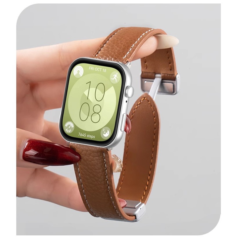 Leather Magnetic Buckle สาย Huawei watch fit 3 Strap Soft Leather สาย Huawei fit 3 Strap Replacement