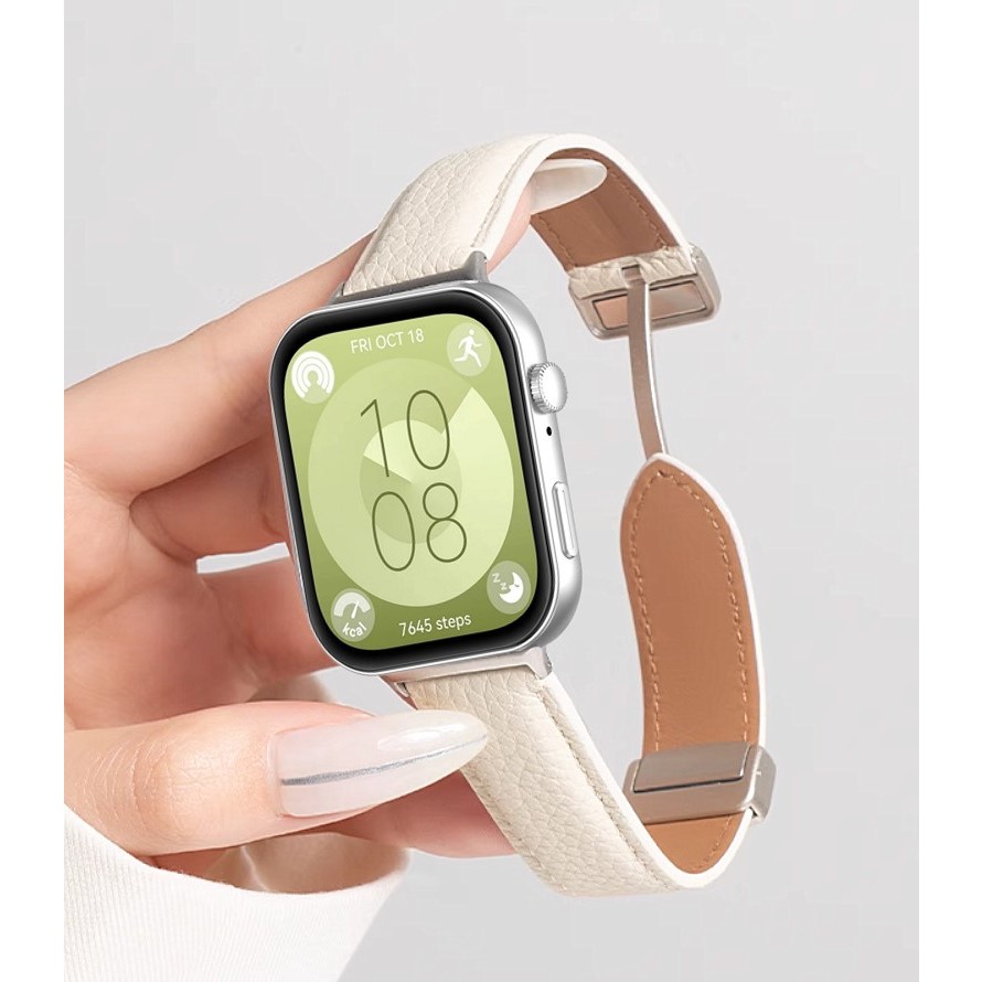 Leather Magnetic Buckle สาย huawei watch fit 3 Strap Soft Leather Huawei fit 3 Strap Replacement Huawei fit3 Strap สาย Huawei watch fit 2 Strap Bracelet huawei watch fit 3 สาย Wristband