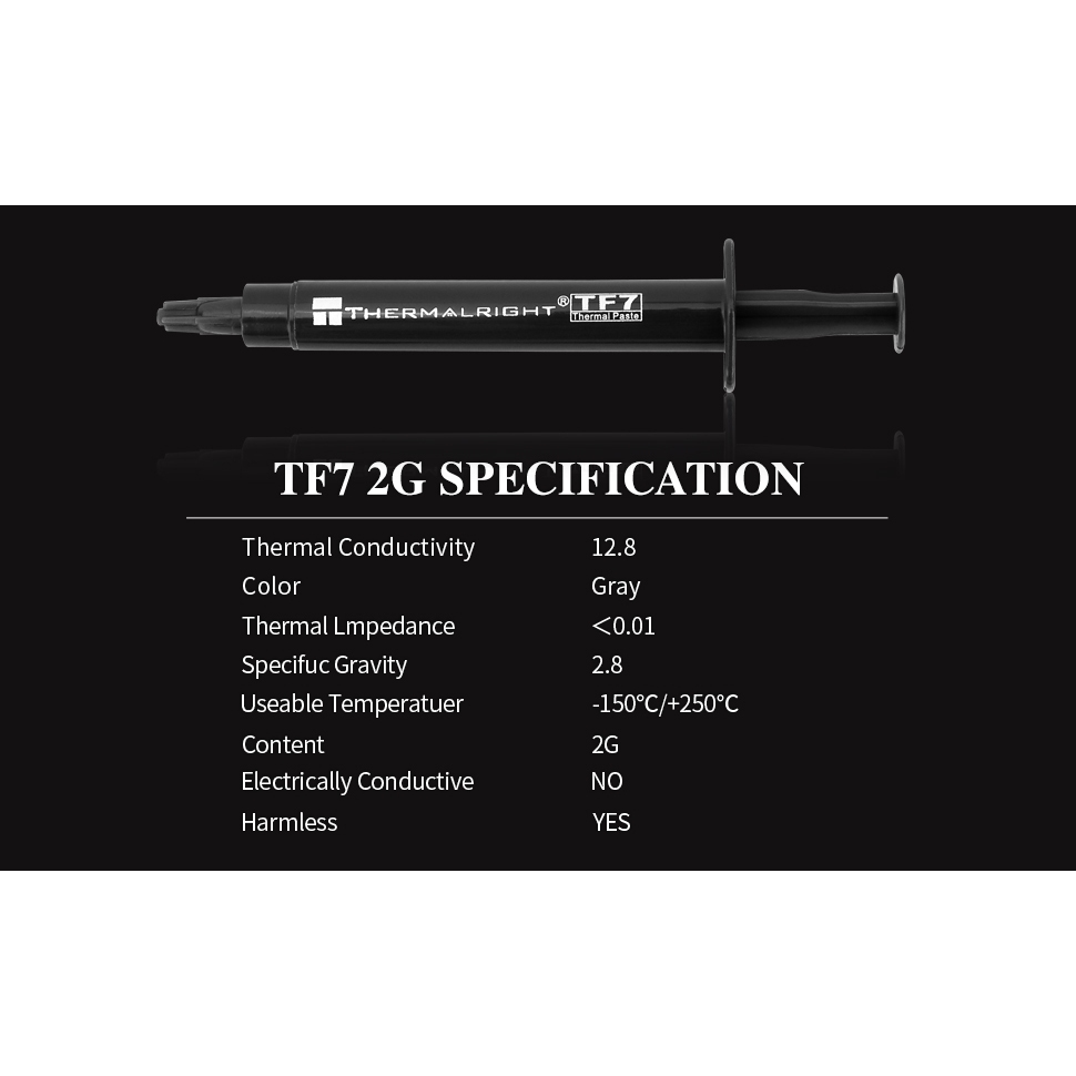 Thermalright TF7 2g การนําไฟฟ้าความร้อนเป็น 12.8 W/mk Thermal Paste Compound สําหรับคูลเลอร์กราฟิกการ์ด CPU จาระบีความร้อนแล็ปท็อปจาระบีความร้อน