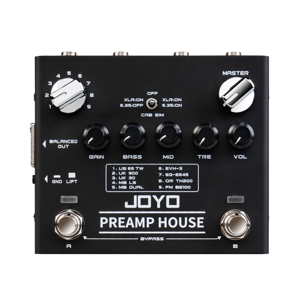 JOYO R-15 PREAMP HOUSE ตู้จําลองเหยียบ Build-in 9 Amps Preamps คุณสมบัติ Clean & ช่องบิดเบี้ยวกีตาร์