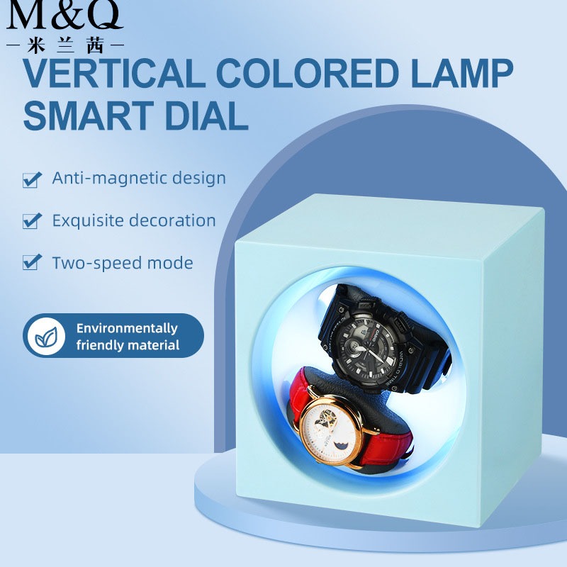 MELANCY กล่องนาฬิกา 2 slot watch winder สีสันสดใส+ไฟ LED สีขาว ขนาด 14.5*12.5*14.5cm รุ่น MQ-Q2