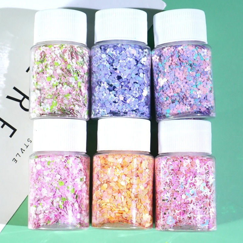 สินค้าใหม่ฤดูใบไม้ผลิดอกไม้ตกแต่งเล็บเลื่อมglitter Hand-Filledอีพ็อกซี่ไหลกัญชาDIYวัสดุเงาพราวสี