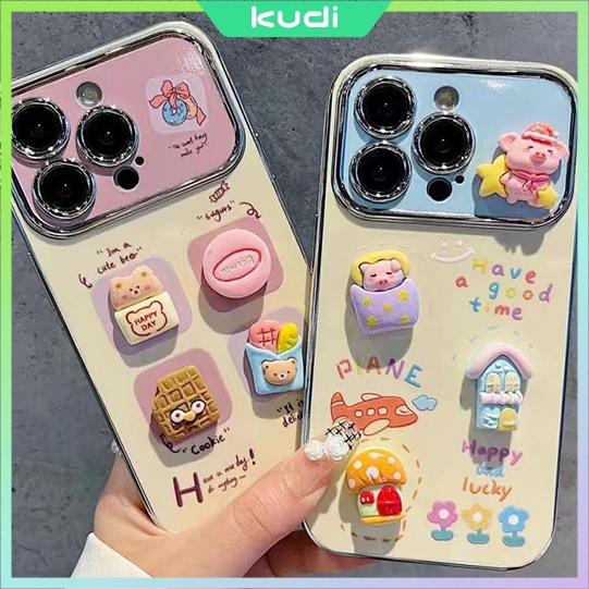 6d หน้าต่างขนาดใหญ่กันกระแทกเคสโทรศัพท์ iPhone ตุ๊กตาการ์ตูน Patch รวมทุกอย่าง tpu เคสป้องกันเหมาะสําหรับ iPhone16promax/iPhone16pro/iPhone12promax/iPhone13/iPhone xsmax
