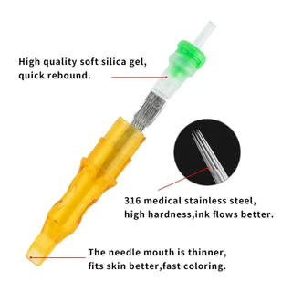 YILONG Professional Tattoo Needle Combo - ตลับหมึกแบบใช้แล้วทิ้ง 20/50 ชิ้นสําหรับผู้เริ่มต้น (RL/RS/M1) การกักขังที่ปราศจากเชื้อและผสม
