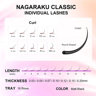 NAGARAKU ขนตาปลอม ขนาด 7~15 มม. (แบบคละขนาดใน 1 ถาด