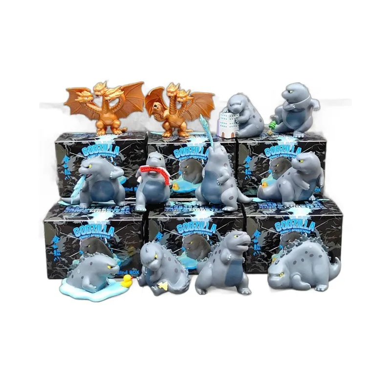 12 ชิ้น Chibi กล่องตาบอด Mothra รูป Godzilla Figura Monster King ไดโนเสาร์ตกแต่งรุ่น