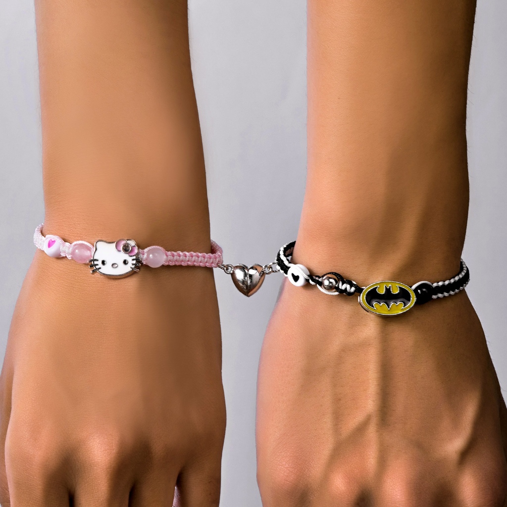 Spider Man Hello Kitty Love Magnetic Weaving Couple Bracelet ของขวัญอุปกรณ์เสริมที่ระลึก
