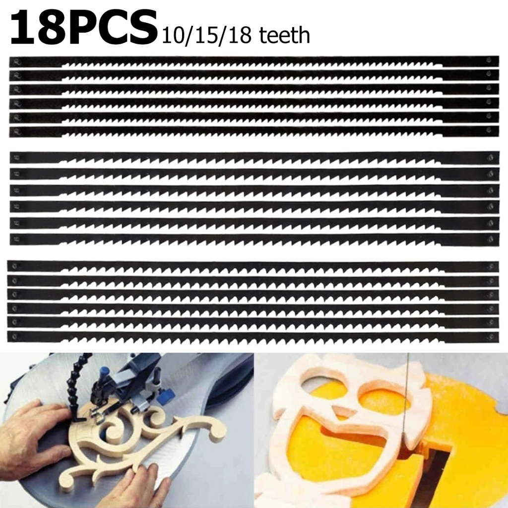 18 ชิ้น 5 นิ้วเหล็กคาร์บอน Pinned Scroll ใบเลื่อย Assortment 10/15/18 TPI ไม้พลาสติกตัดใบเลื่อย SHOPSBC5313