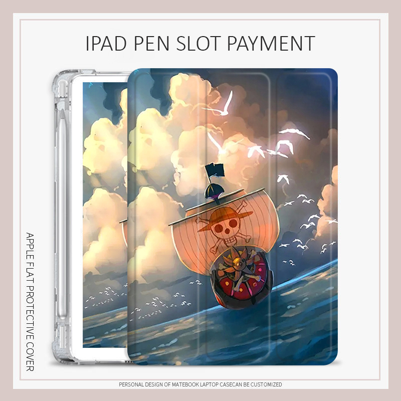 เคส ลายวันพีช พร้อมช่องใส่ปากกา สําหรับ ipad mini 1 2 3 4 5 6 Air 1 2 3 2017 2018 ipad case 10.2 gen