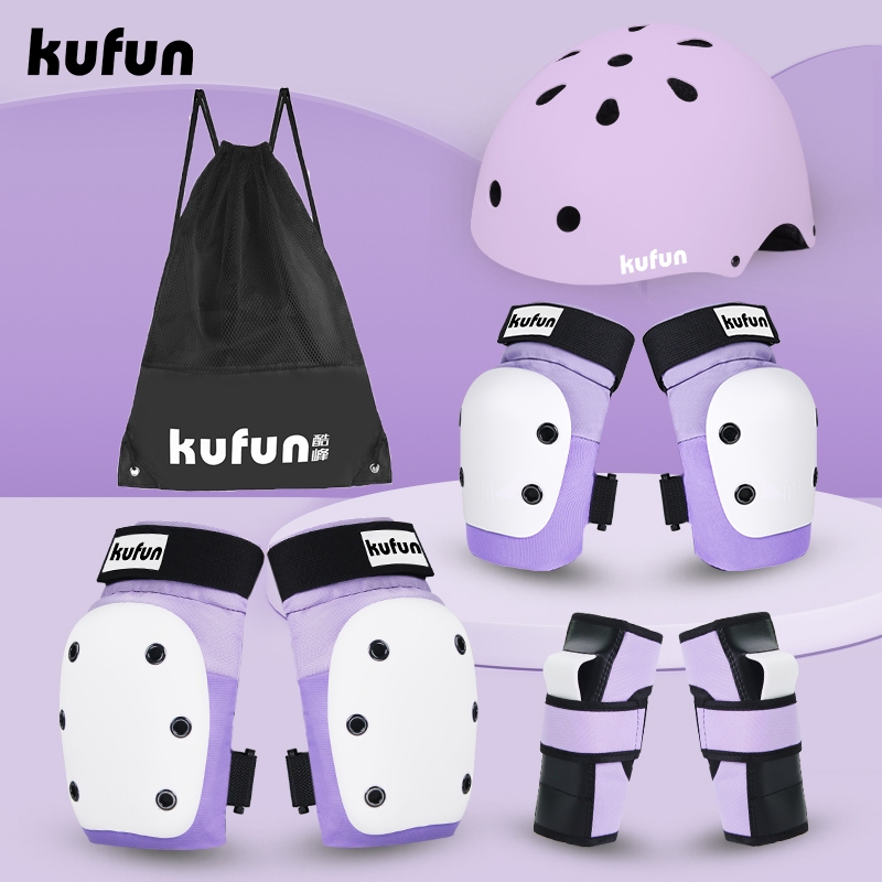 Kufun ชุดอุปกรณ์ป้องกันสเก็ตบอร์ด สนับเข่าและข้อศอก ชุดหมวกกันน็อคสําหรับผู้ใหญ่และเด็ก