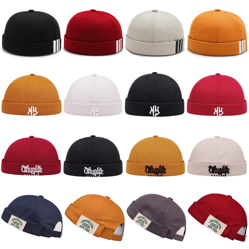 หมวก Beanies สําหรับผู ้ ชาย Vintage Hip Hop Brimless หมวกผู ้ หญิงผ ้ าฝ ้ ายหลายสีแฟชั ่ นหมวกคู ่