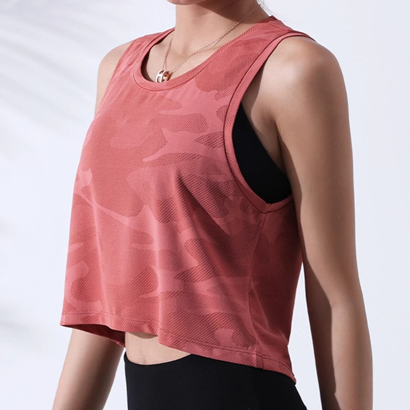 เสื้อครอปผู้หญิง แขนกุด ระบายอากาศ โยคะ ยิม หลายสี thumbnail 3