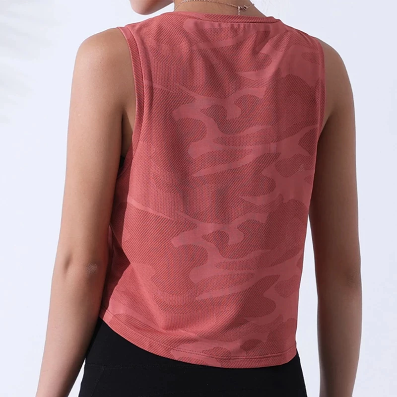 เสื้อครอปผู้หญิง แขนกุด ระบายอากาศ โยคะ ยิม หลายสี thumbnail 4