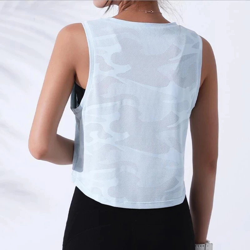 เสื้อครอปผู้หญิง แขนกุด ระบายอากาศ โยคะ ยิม หลายสี thumbnail 10
