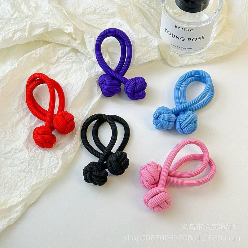 ยืดหยุ่่นสําหรับผู้หญิง ยางรัดหางม้า ไม่ติดผม Scrunchie พร้อมเชือกผูกเครื่องประดับผม