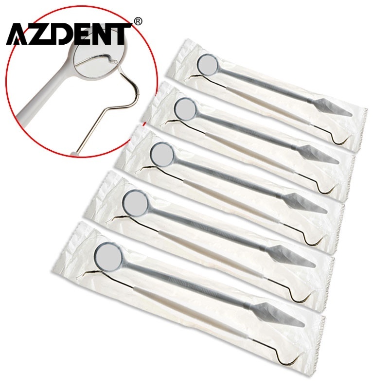 Azdent ชุดเครื่องมือทันตกรรมแบบใช้แล้วทิ้ง Mirror and Explorer Probe Kit 2 ชิ้นแบบใช้แล้วทิ้ง