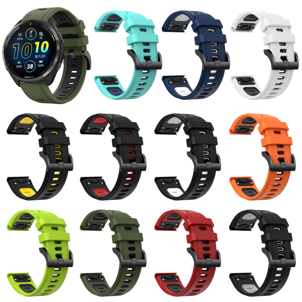 สําหรับผู้เบิกทาง Garmin 965 955 945 935 Fenix 7 6 5 22MM 26MM สายคู่สีกีฬา Fenix 7X 6X 5X สายรัดข้อมือแฟชั่น smart watch band Strap