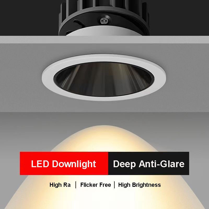 Led สปอตไลท ์ แบบฝัง 12W 20W ครัวเรือนผนังซักผ ้ า COB ไฟเพดาน Hill รูปร ่ างแสง Anti Glare LED Downlight