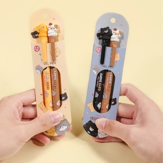 2ชิ้น/เซ็ต น่ารัก แมวเจลปากกา0.5มิลลิเมตรหมึกสีดําปากกาลูกลื่นของขวัญแมวน่ารักปากกาเป็นกลางเครื่องเขียนสํานักงานอุปกรณ์การเรียน