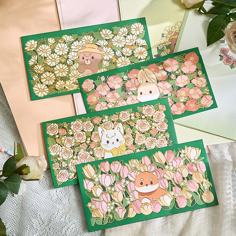 22ชิ้น/เซ็ตน่ารักสวนซอง น่ารัก จดหมายแผ่นน่ารักที่คั่นของขวัญคริสต์มาสห่อบรรจุพรรคงานแต่งงานโปสการ์ดปกสติ๊กเกอร์
